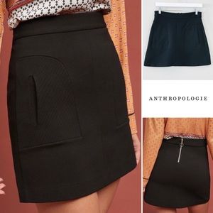 Anthro Maeve Novato Mini Skirt With Silver Zipper